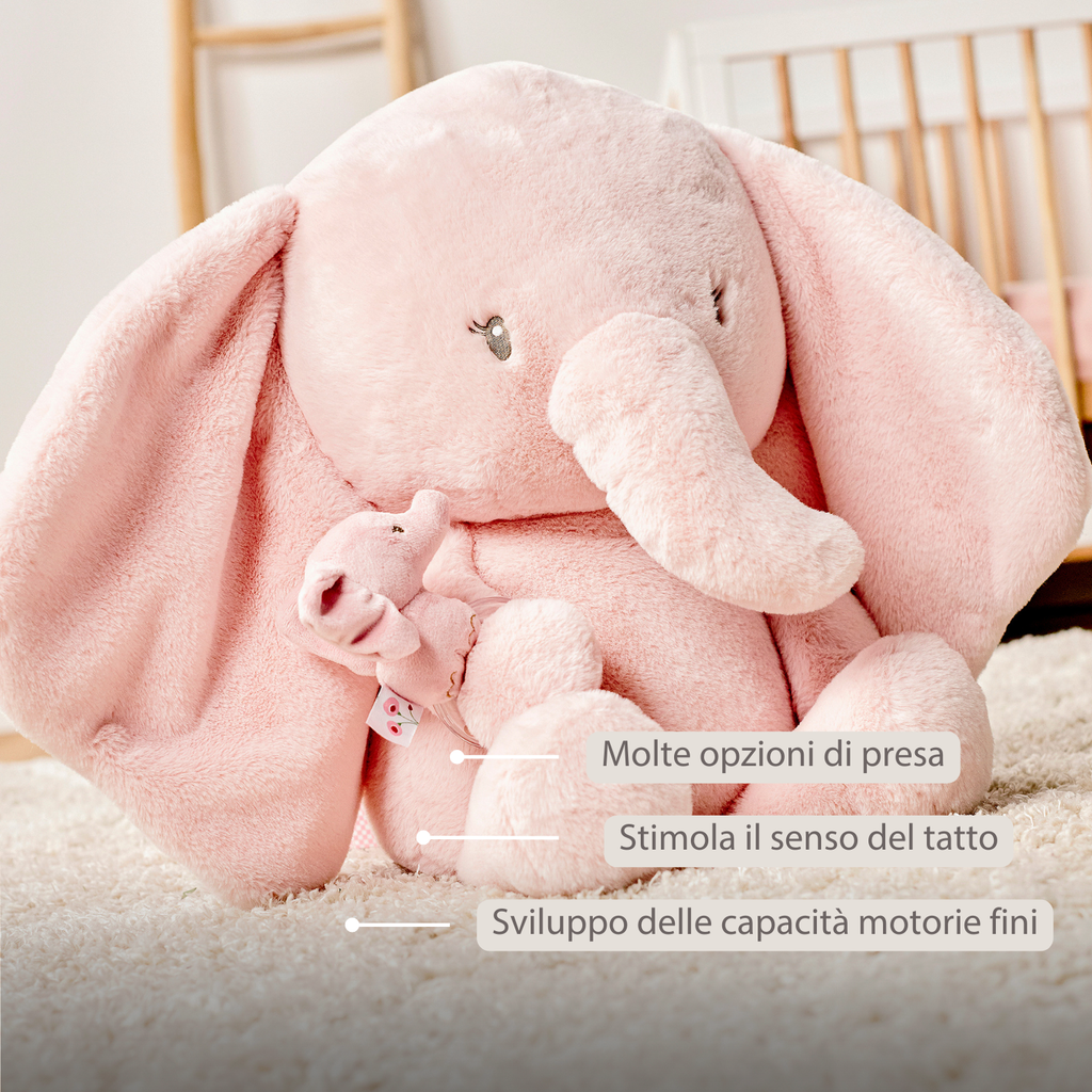 FanFan Maxi Cuddle Elephant – 60 cm – Soft Baby Plush – Pink [IT]