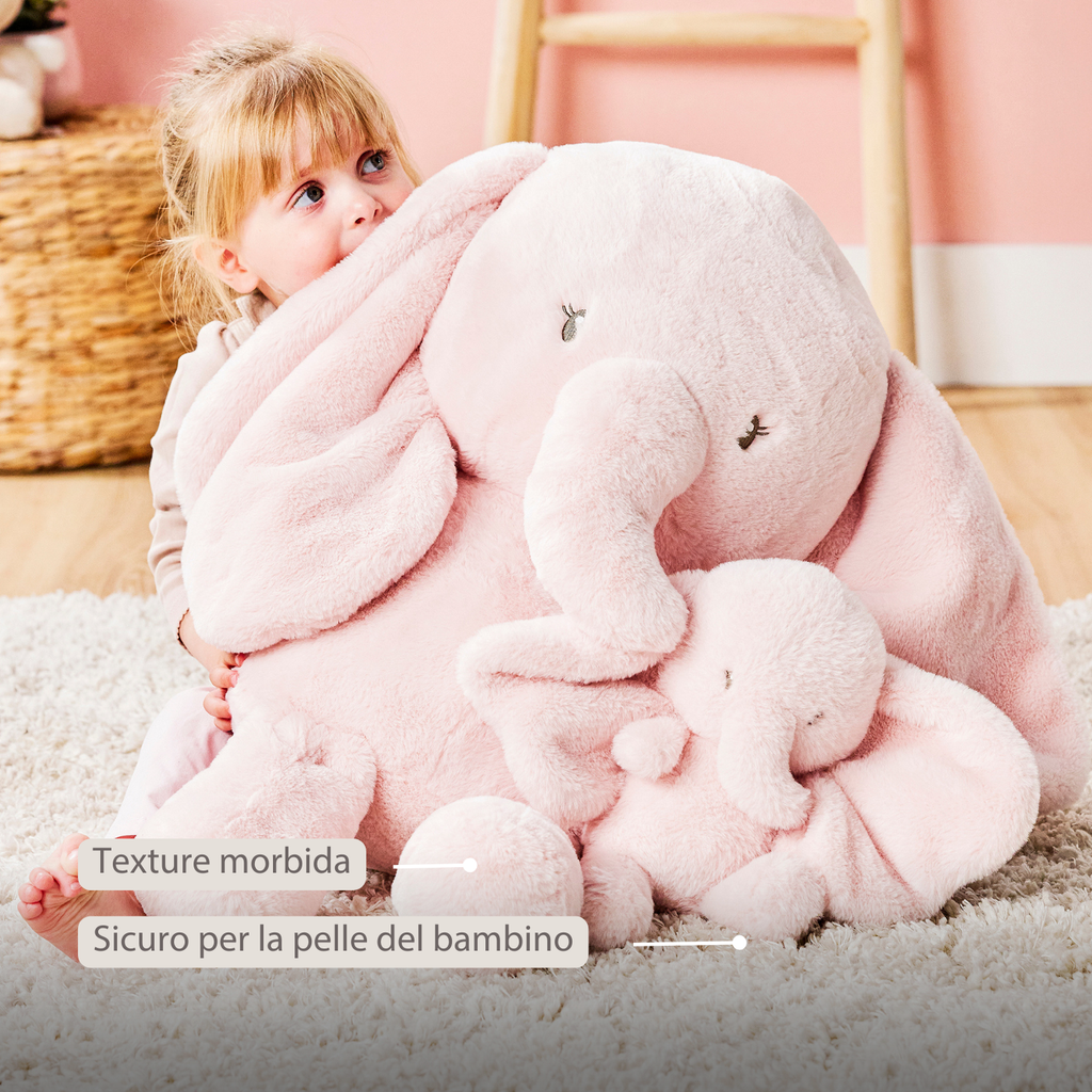 FanFan Maxi Cuddle Elephant – 60 cm – Soft Baby Plush – Pink [IT]