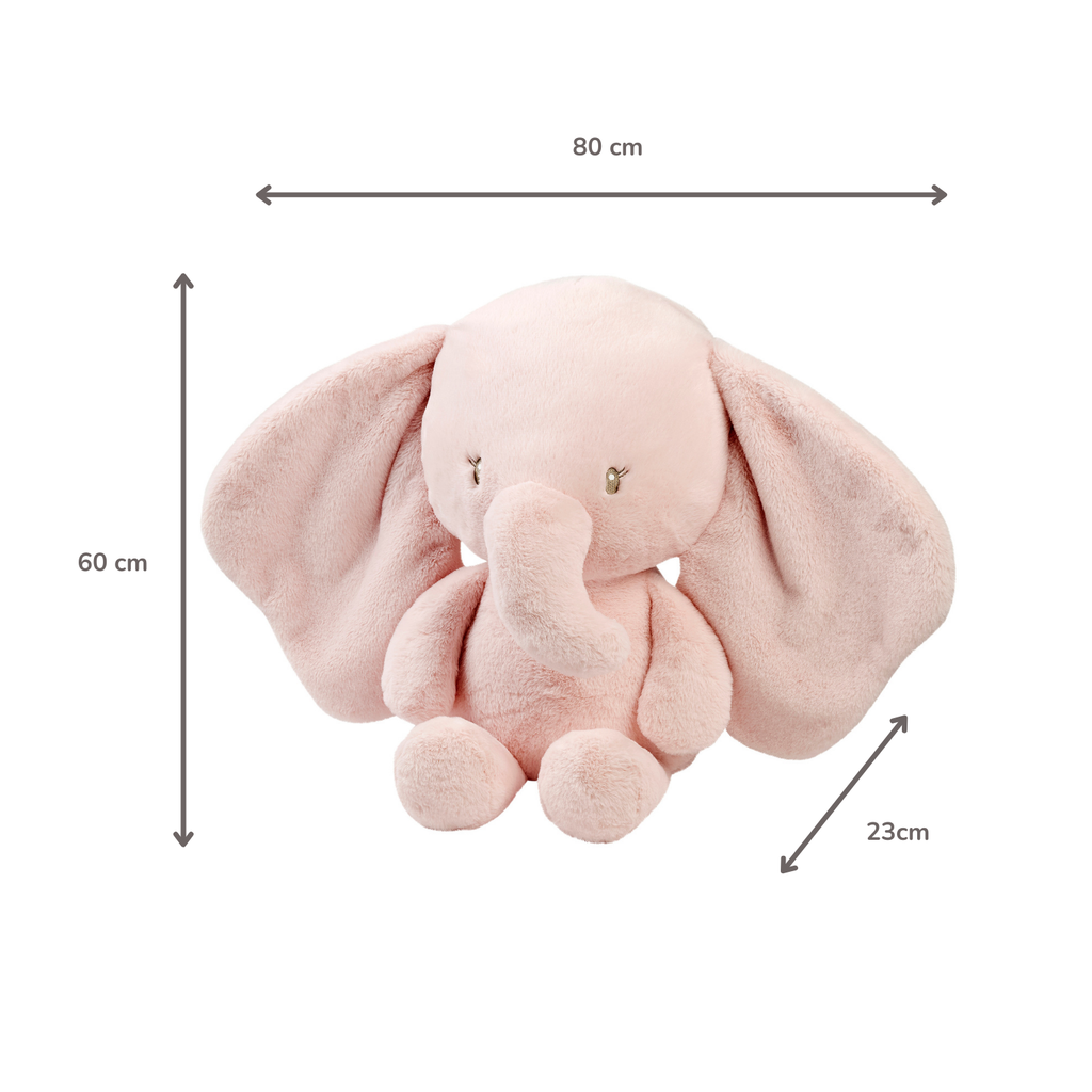 FanFan Maxi Cuddle Elephant – 60 cm – Soft Baby Plush – Pink [IT]