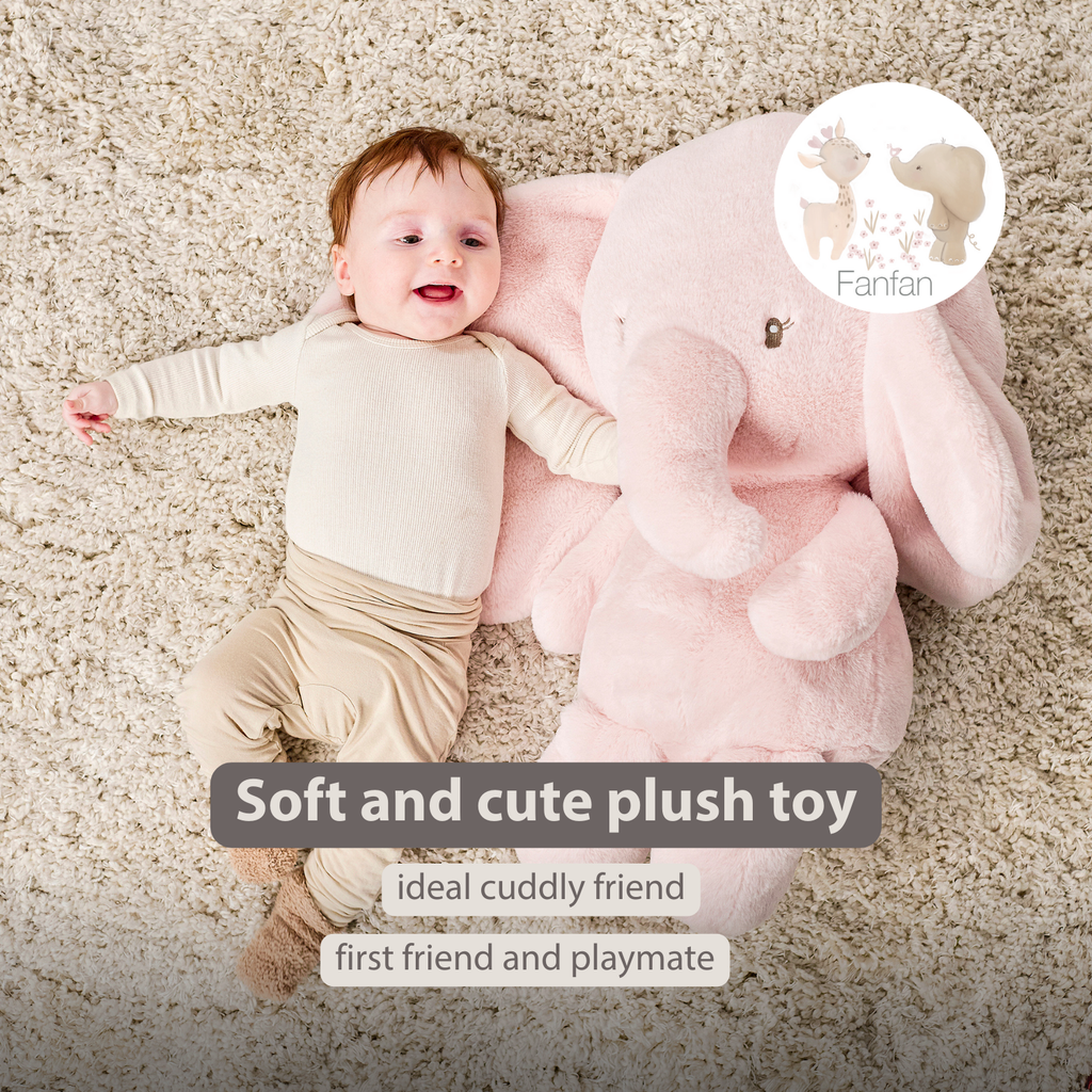 FanFan Maxi Cuddle Elephant – 60 cm – Soft Baby Plush – Pink [EN]