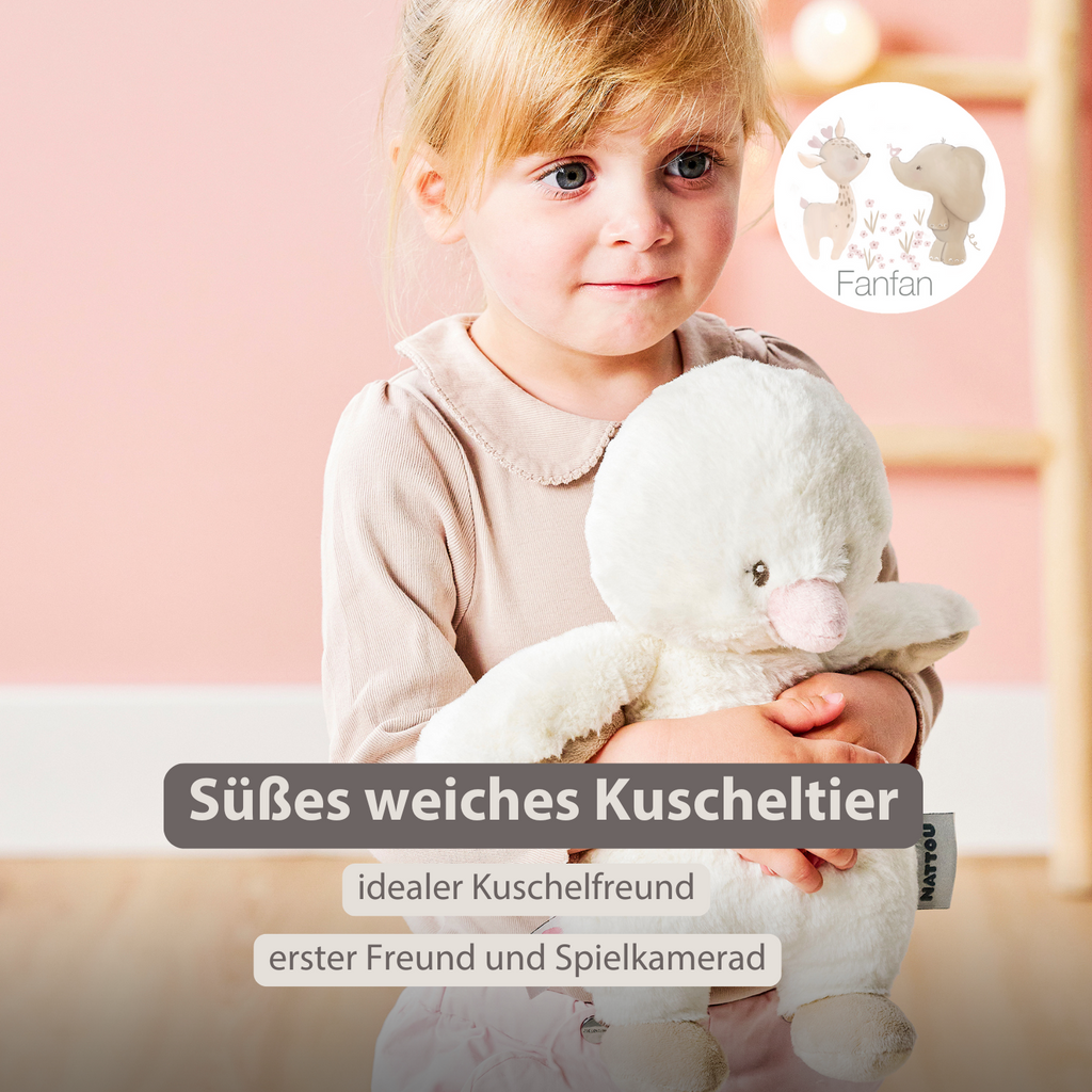 FanFan Cuddle Duck – 30 cm – Soft Baby Plush – Off-White [DE]