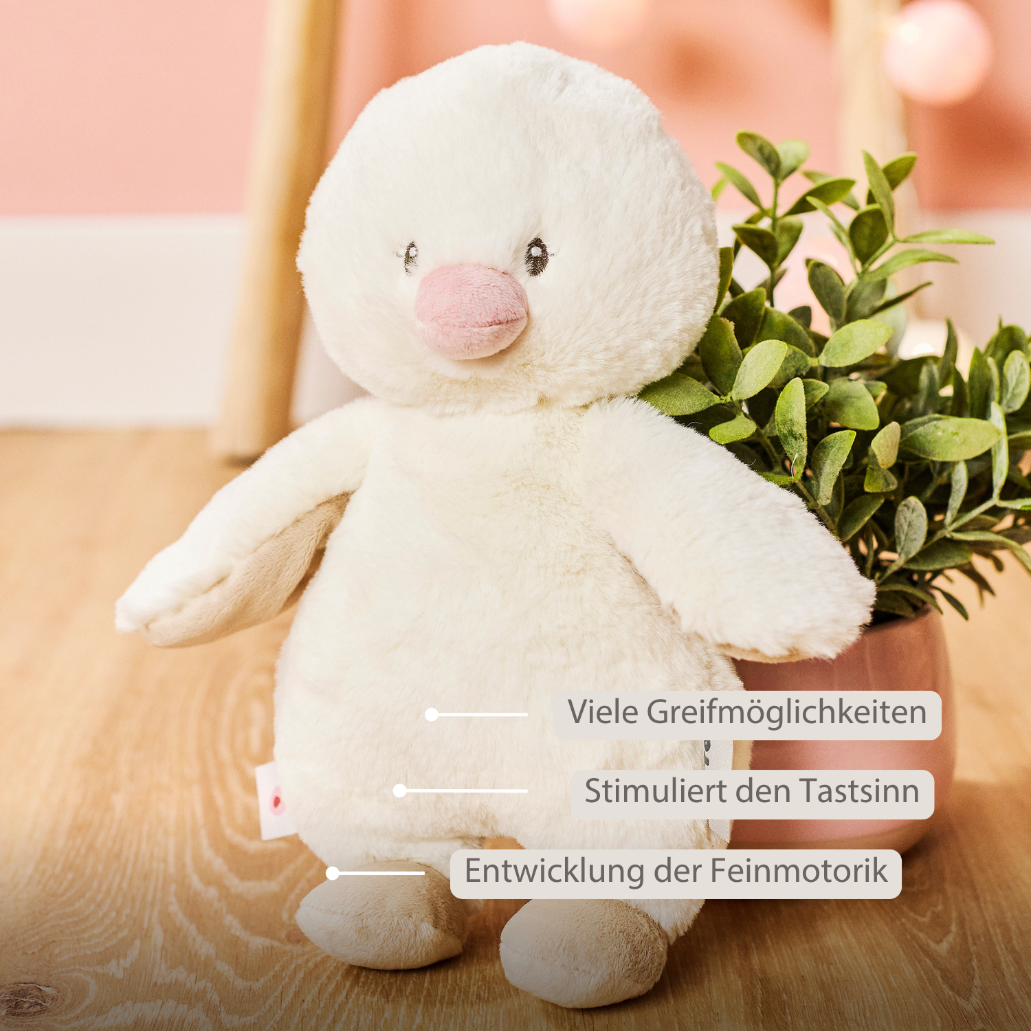FanFan Cuddle Duck – 30 cm – Soft Baby Plush – Off-White [DE]