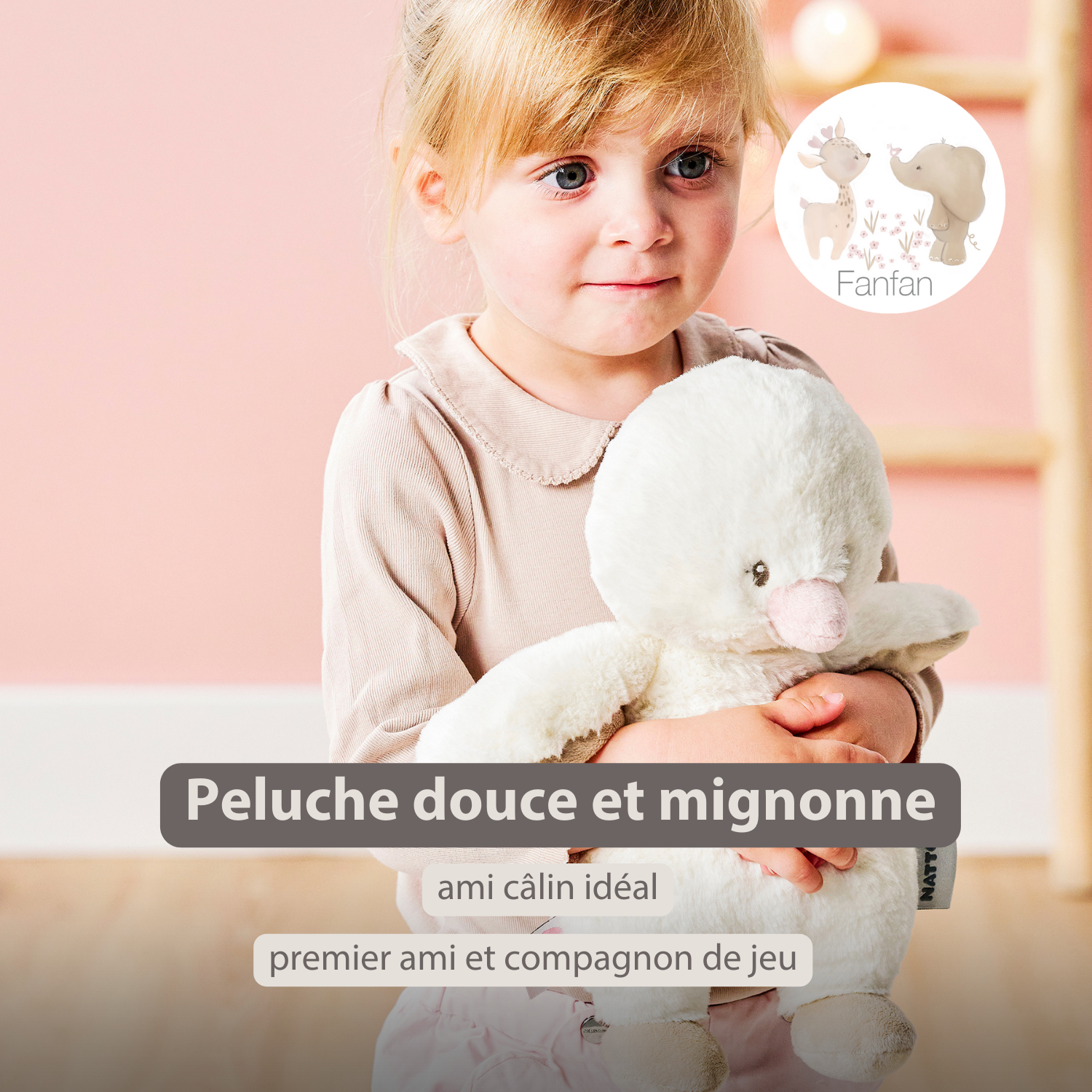 FanFan Cuddle Duck – 30 cm – Soft Baby Plush – Off-White [FR]