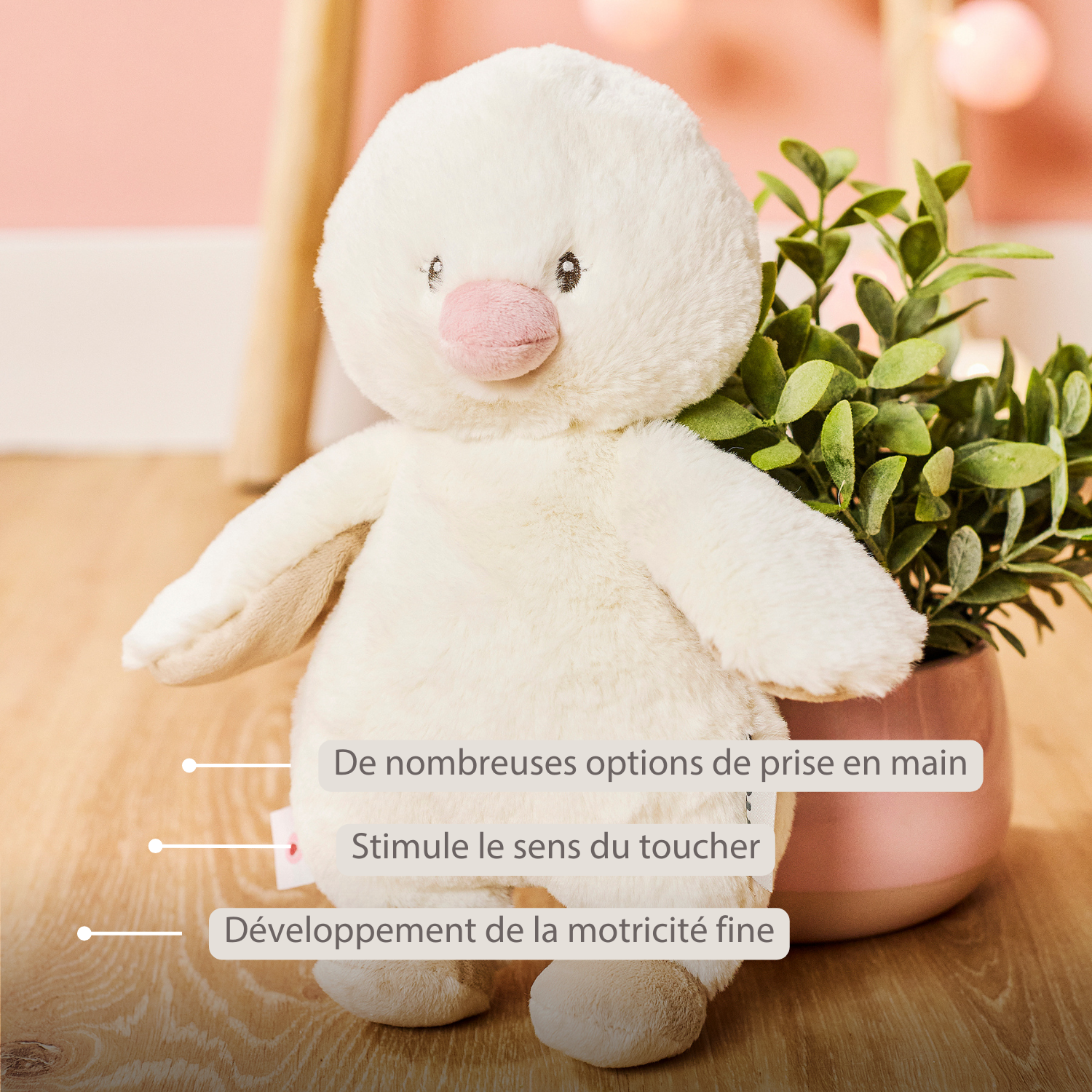 FanFan Cuddle Duck – 30 cm – Soft Baby Plush – Off-White [FR]