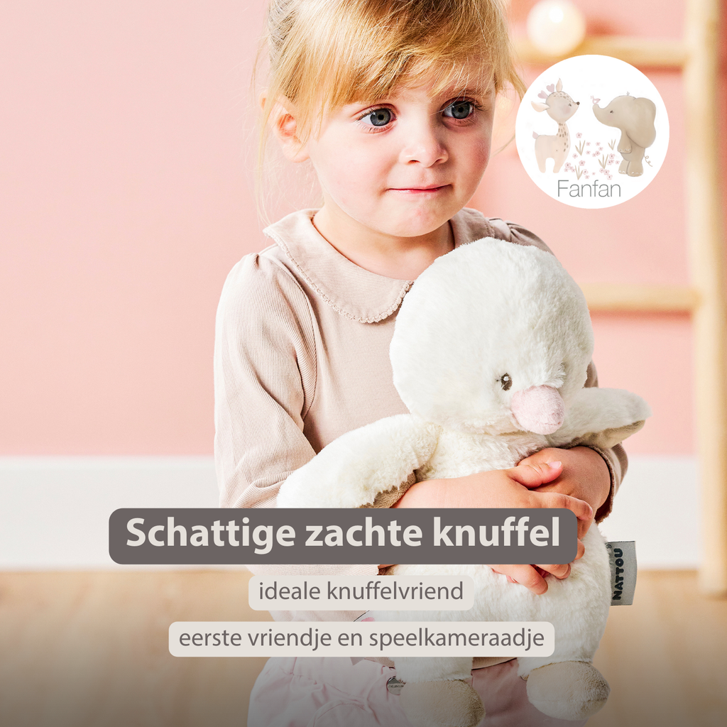 FanFan Cuddle Duck – 30 cm – Soft Baby Plush – Off-White [NL]