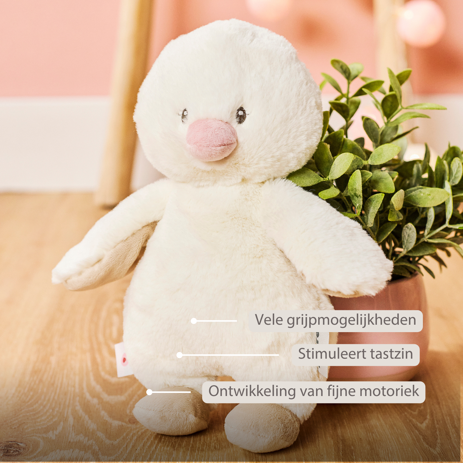 FanFan Cuddle Duck – 30 cm – Soft Baby Plush – Off-White [NL]