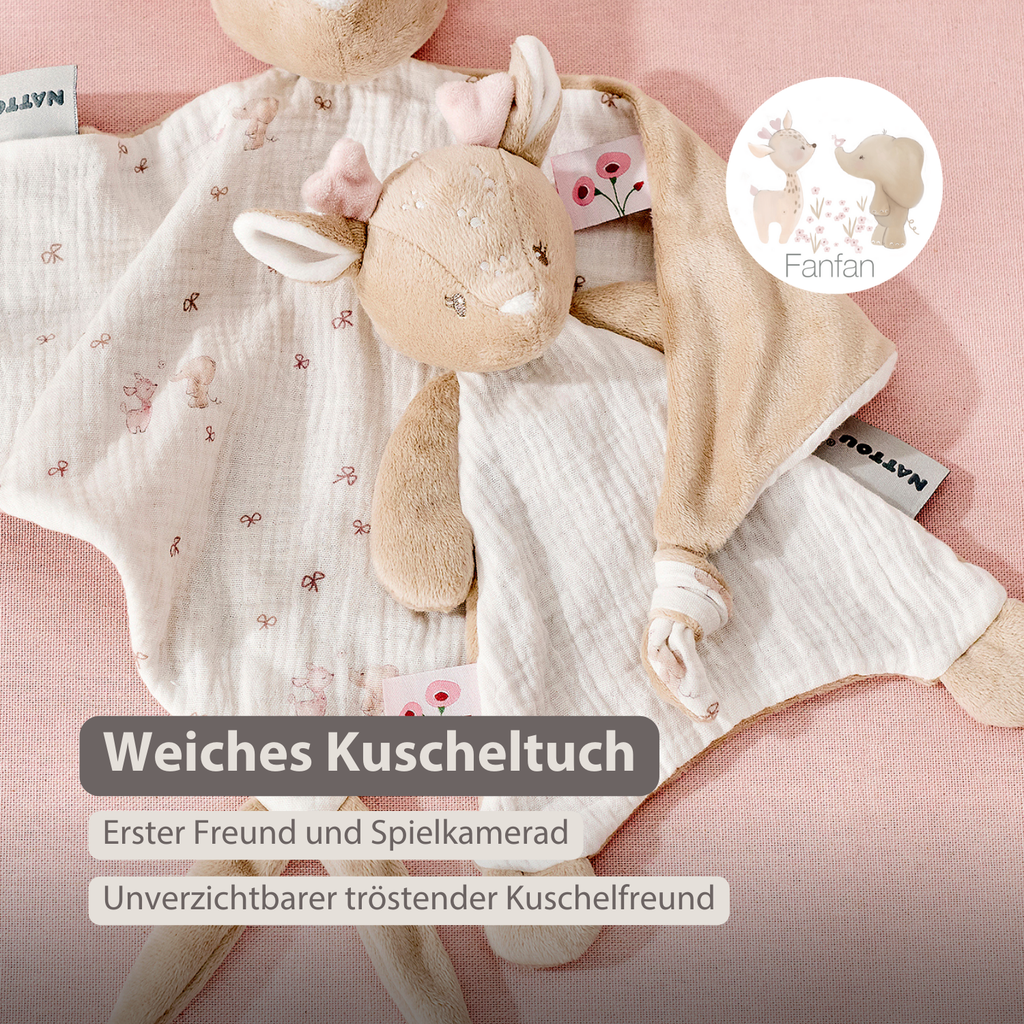 FanFan Baby Comforter - 25 x 20 cm - Deer Doudou - Beige [DE]