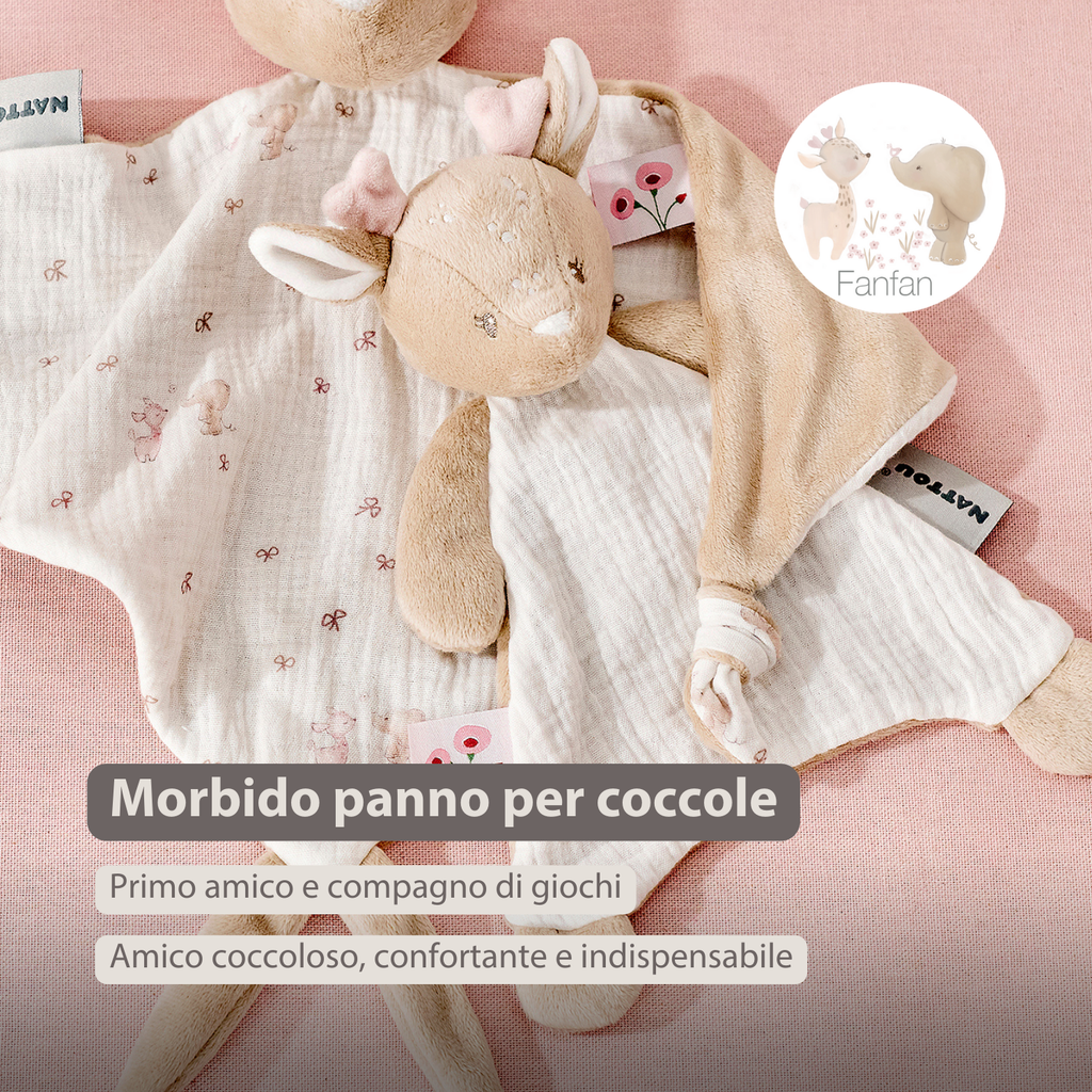 FanFan Baby Comforter - 25 x 20 cm - Deer Doudou - Beige [IT]