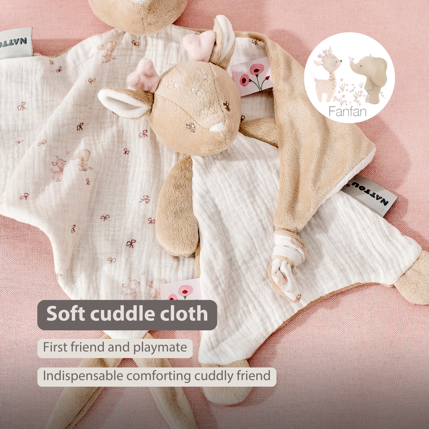 FanFan Baby Comforter - 25 x 20 cm - Deer Doudou - Beige [EN]