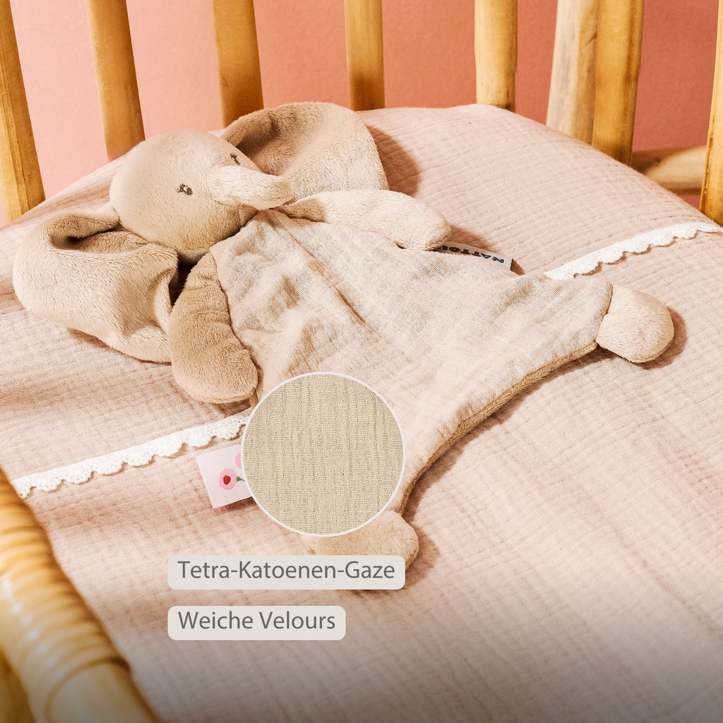 FanFan Baby Comfort Blanket - 25 x 20 cm - Elephant Doudou - Sand [DE]