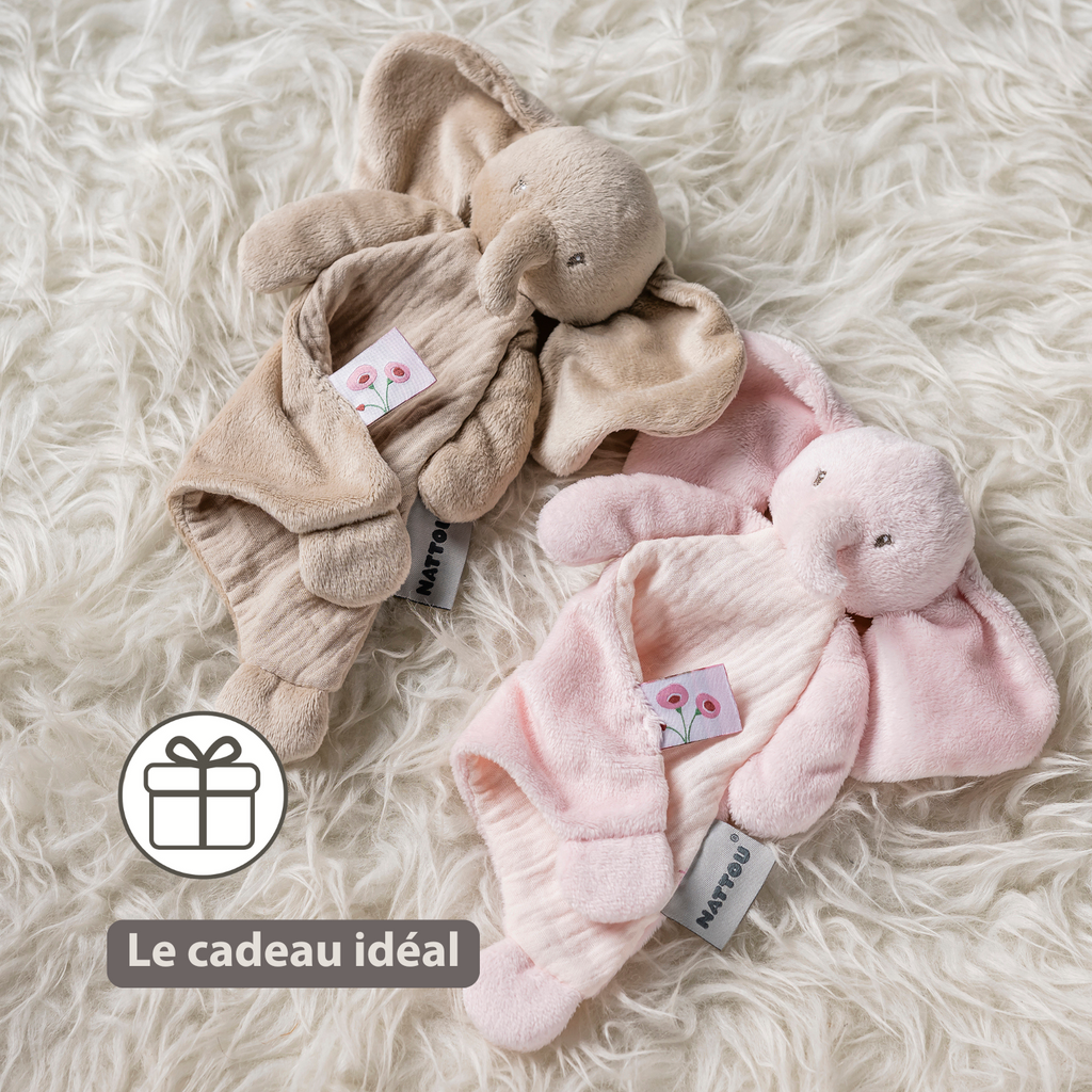 FanFan Baby Comfort Blanket - 25 x 20 cm - Elephant Doudou - Sand [FR]