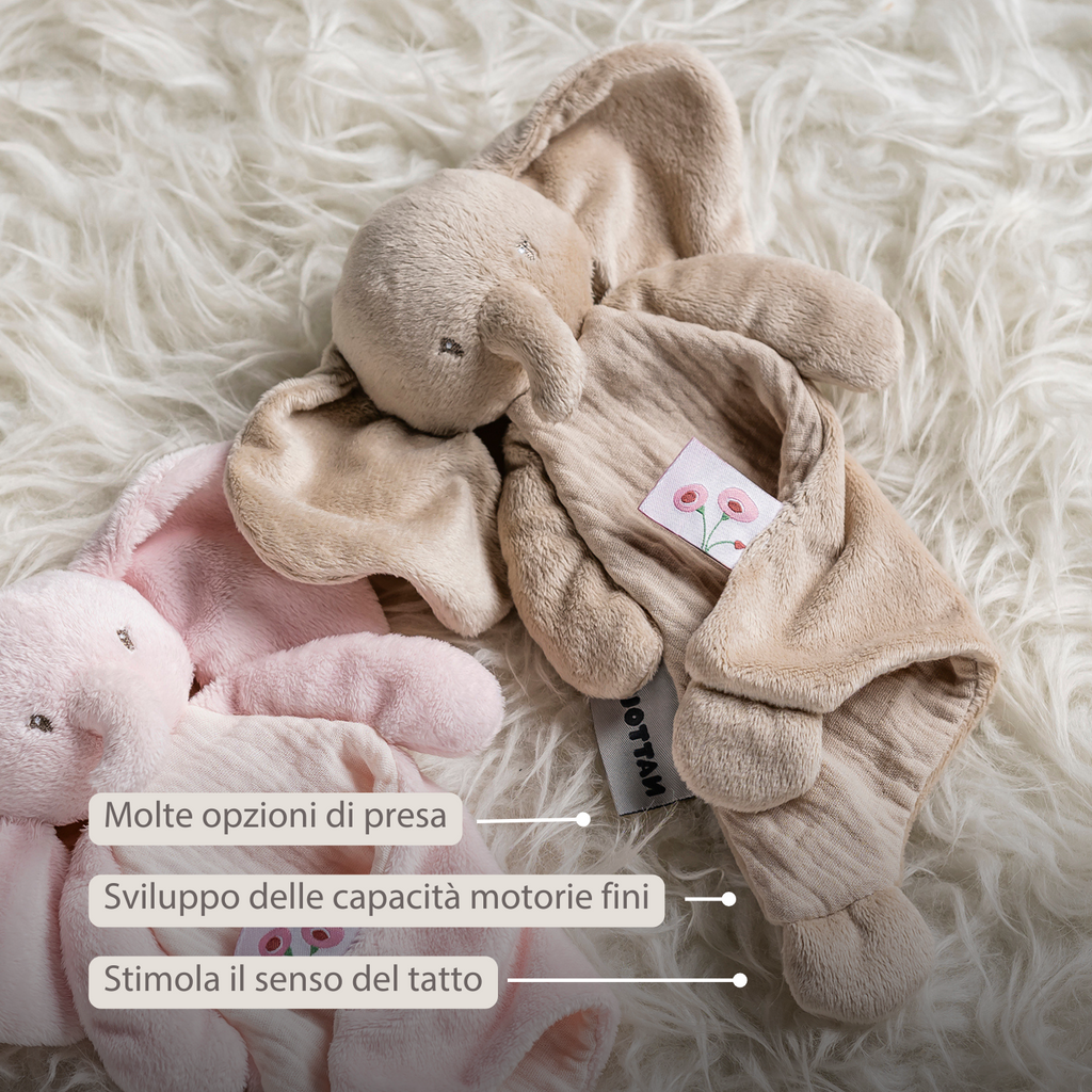 FanFan Baby Comfort Blanket - 25 x 20 cm - Elephant Doudou - Sand [IT]