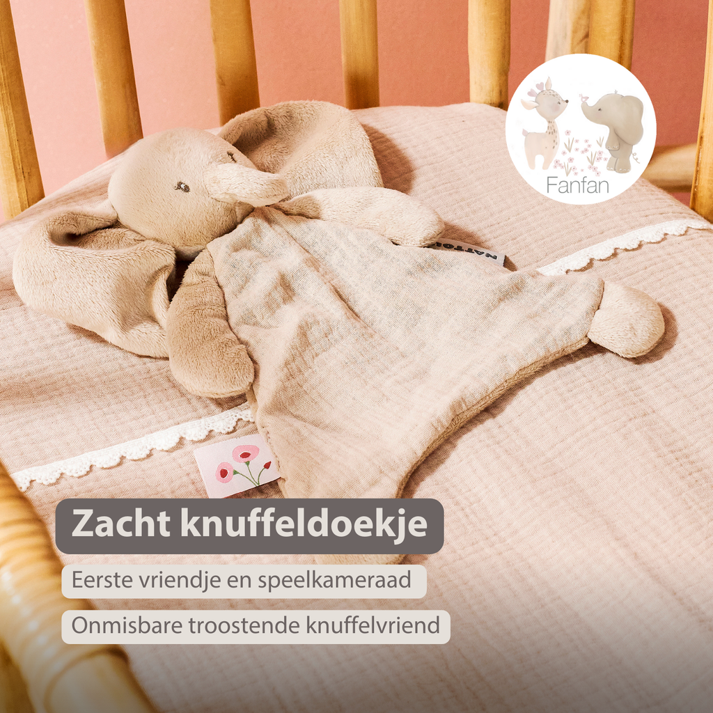 FanFan Baby Comfort Blanket - 25 x 20 cm - Elephant Doudou - Sand [NL]