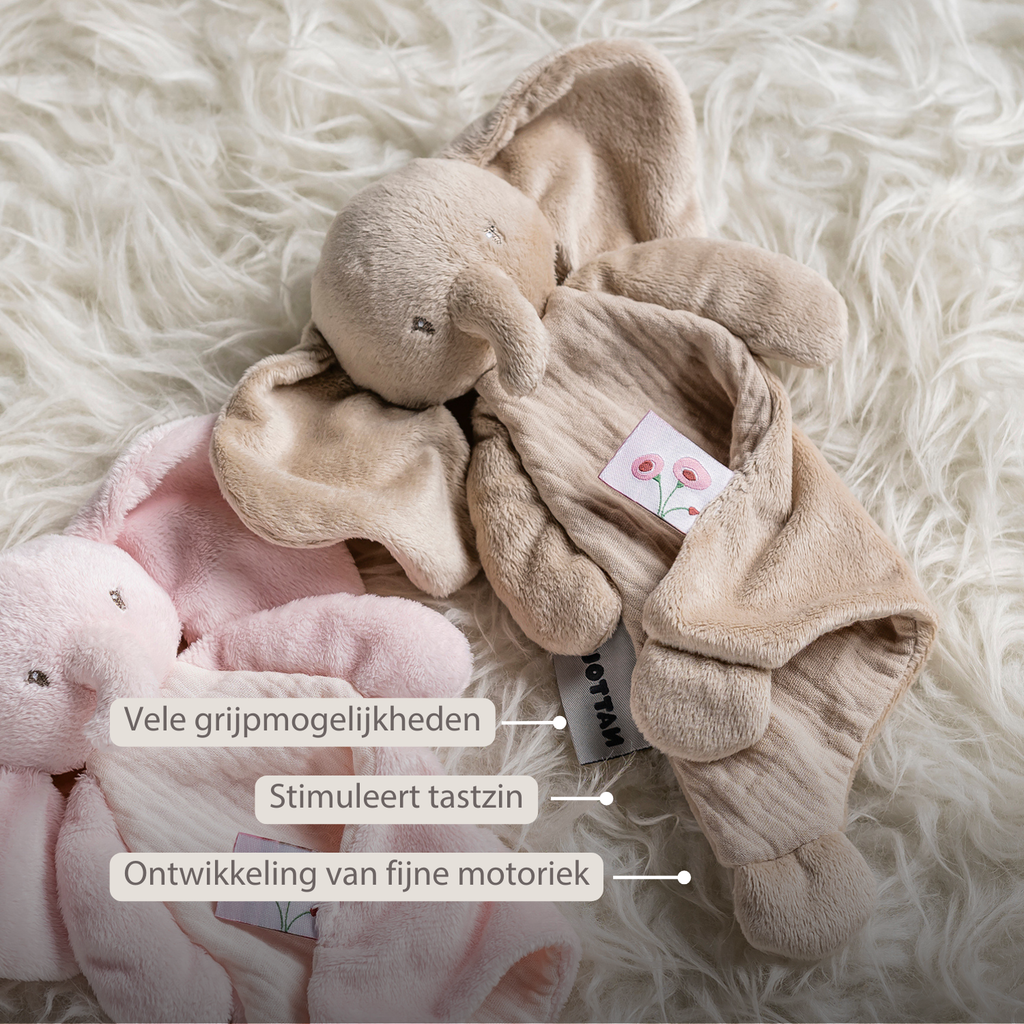 FanFan Baby Comfort Blanket - 25 x 20 cm - Elephant Doudou - Sand [NL]