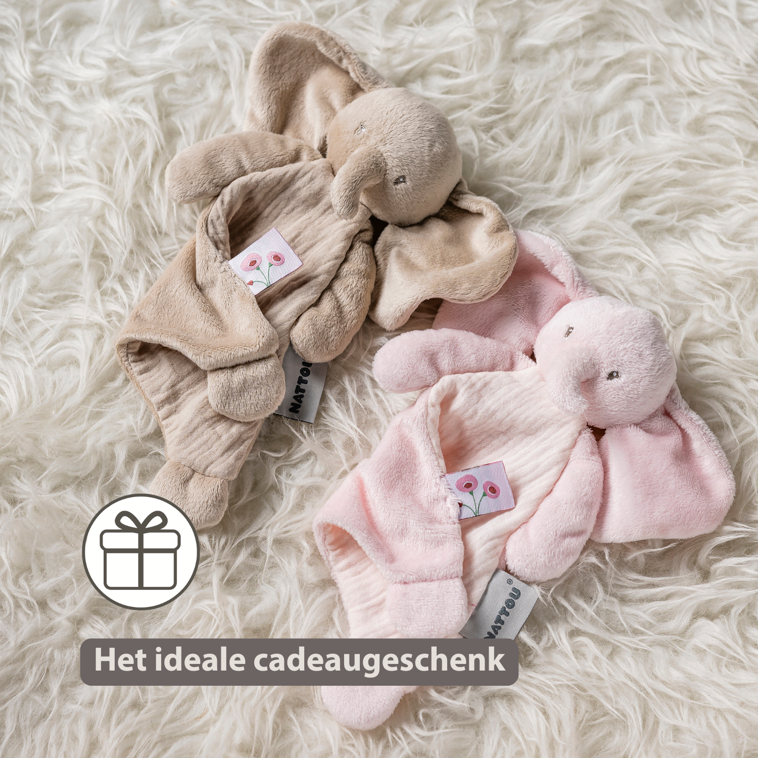FanFan Baby Comfort Blanket - 25 x 20 cm - Elephant Doudou - Sand [NL]