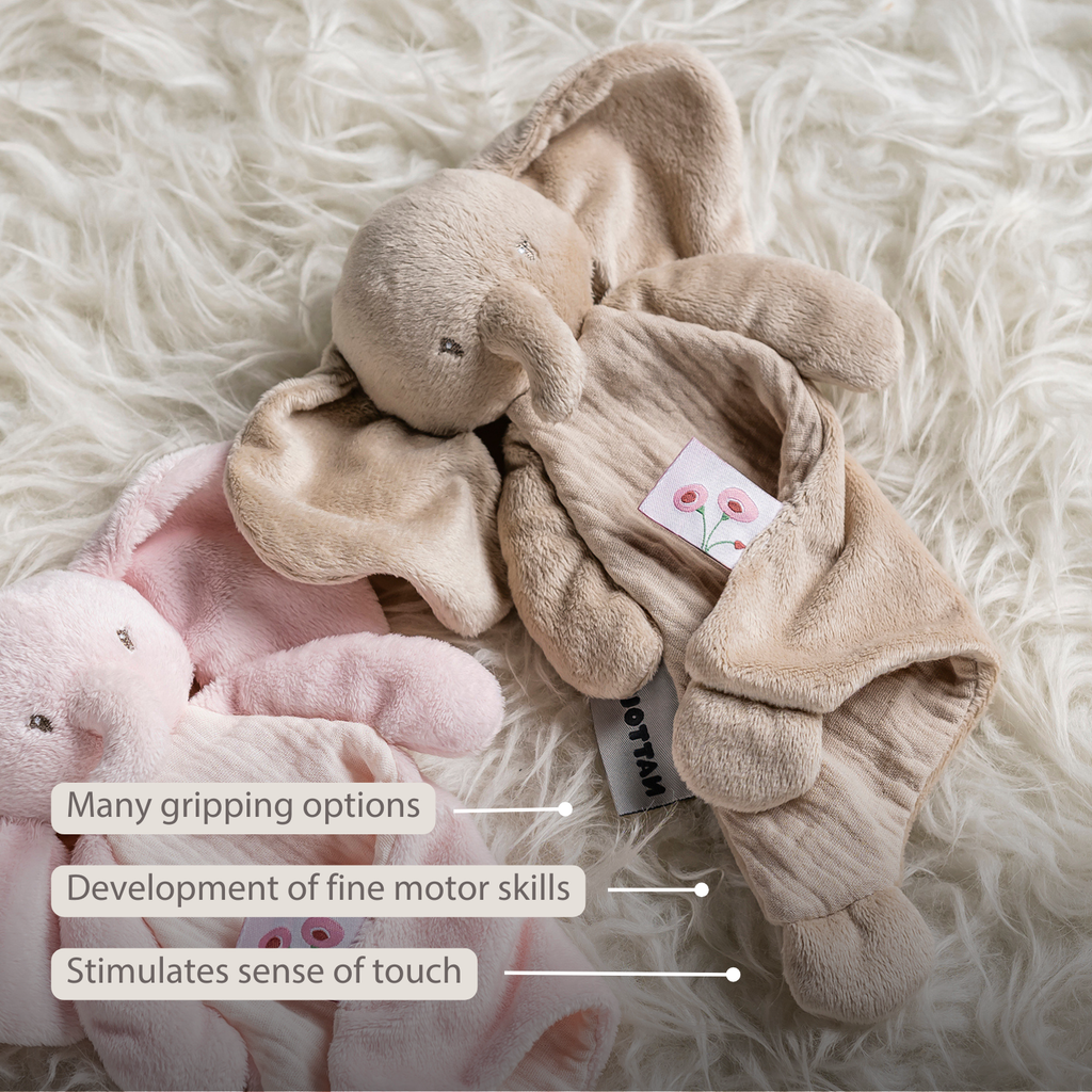 FanFan Baby Comfort Blanket - 25 x 20 cm - Elephant Doudou - Sand [EN]