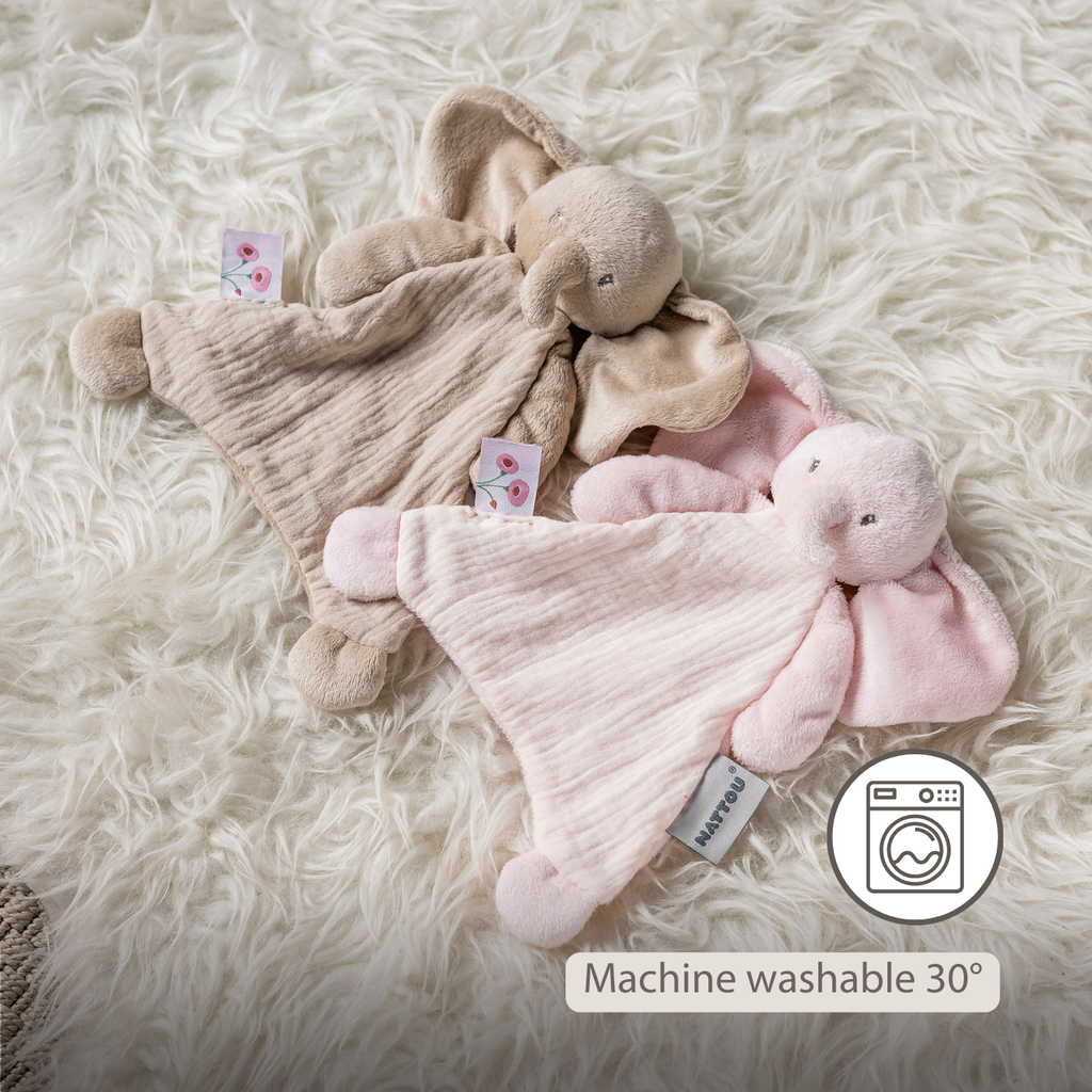 FanFan Baby Comfort Blanket - 25 x 20 cm - Elephant Doudou - Sand [EN]