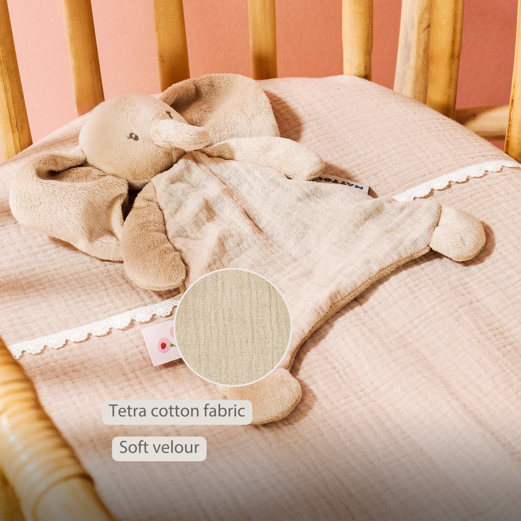 FanFan Baby Comfort Blanket - 25 x 20 cm - Elephant Doudou - Sand [EN]