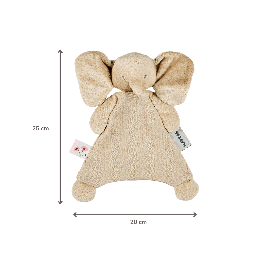 FanFan Baby Comfort Blanket - 25 x 20 cm - Elephant Doudou - Sand [EN]