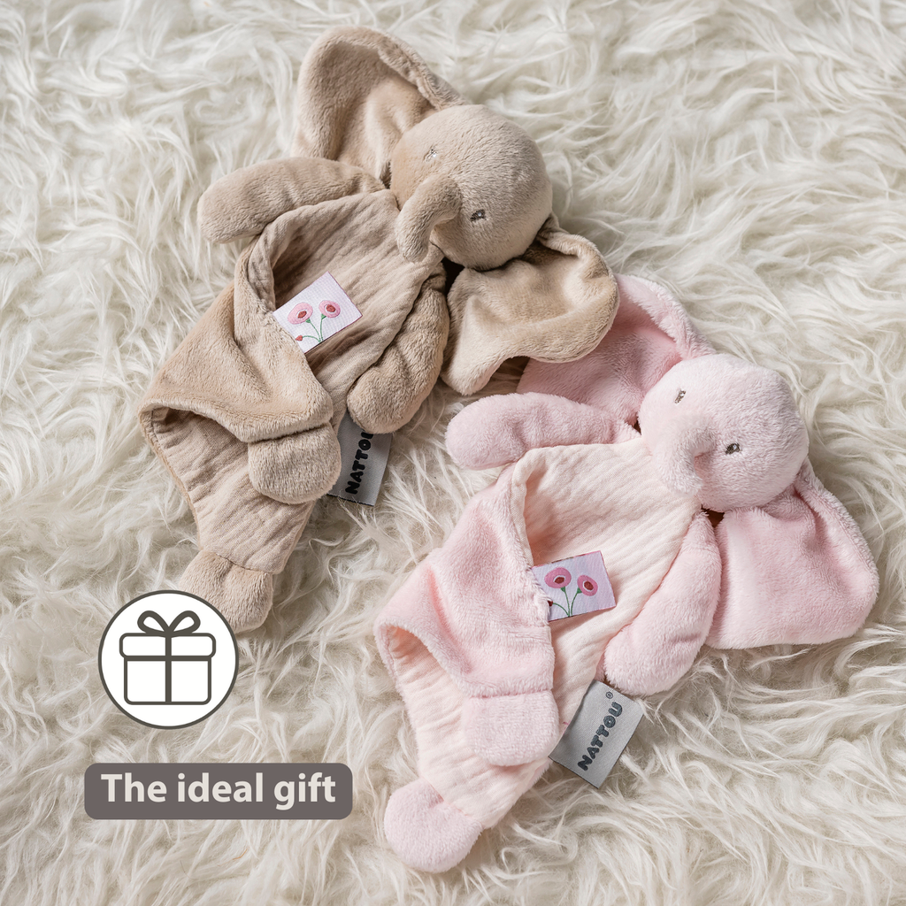 FanFan Baby Comfort Blanket - 25 x 20 cm - Elephant Doudou - Sand [EN]