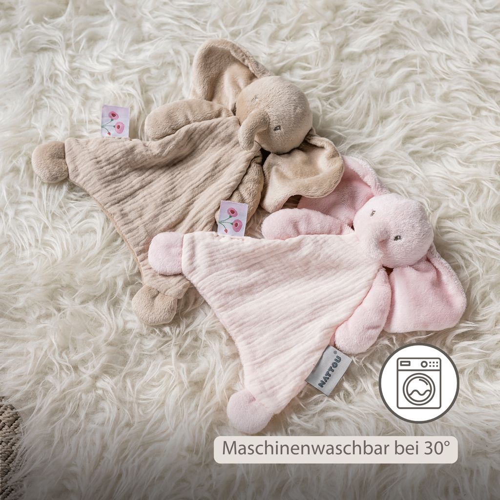 FanFan Baby Comfort Blanket - 25 x 20 cm - Elephant Doudou - Pink [DE]