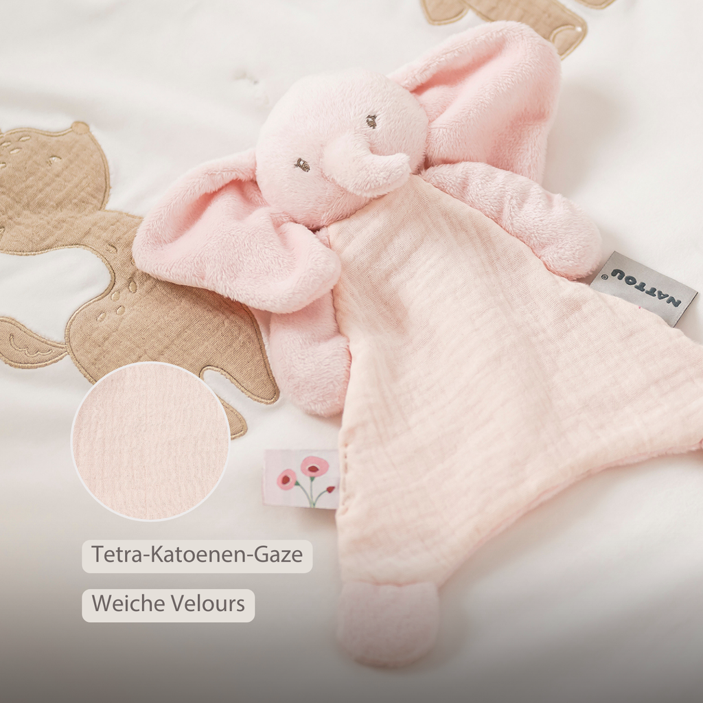 FanFan Baby Comfort Blanket - 25 x 20 cm - Elephant Doudou - Pink [DE]