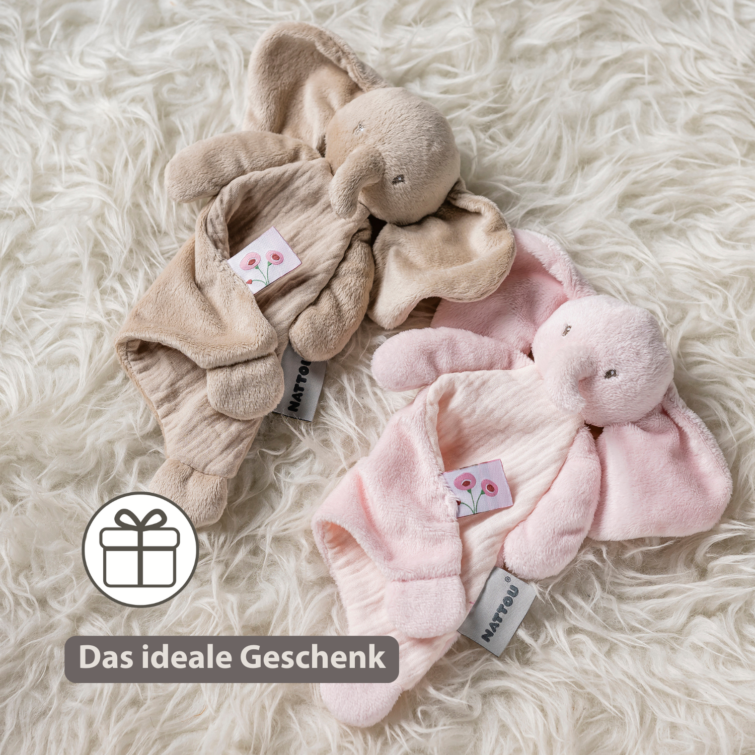 FanFan Baby Comfort Blanket - 25 x 20 cm - Elephant Doudou - Pink [DE]