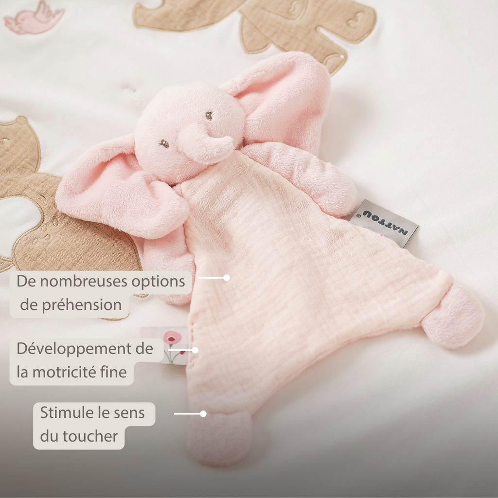 FanFan Baby Comfort Blanket - 25 x 20 cm - Elephant Doudou - Pink [FR]