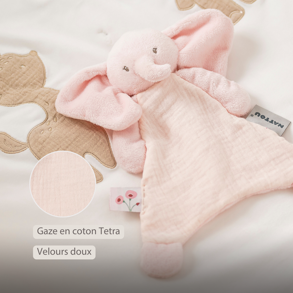 FanFan Baby Comfort Blanket - 25 x 20 cm - Elephant Doudou - Pink [FR]