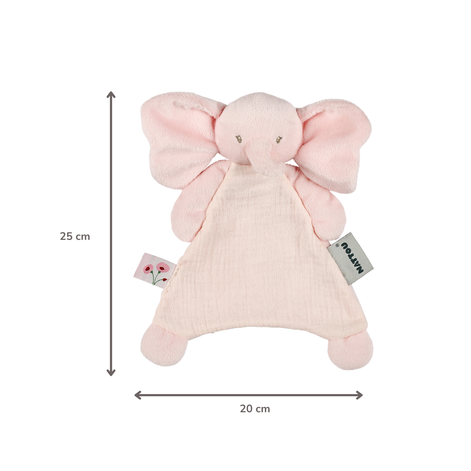 FanFan Baby Comfort Blanket - 25 x 20 cm - Elephant Doudou - Pink [IT]
