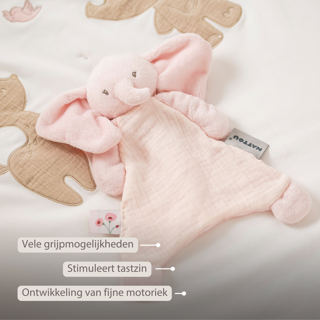 FanFan Baby Comfort Blanket - 25 x 20 cm - Elephant Doudou - Pink [NL]