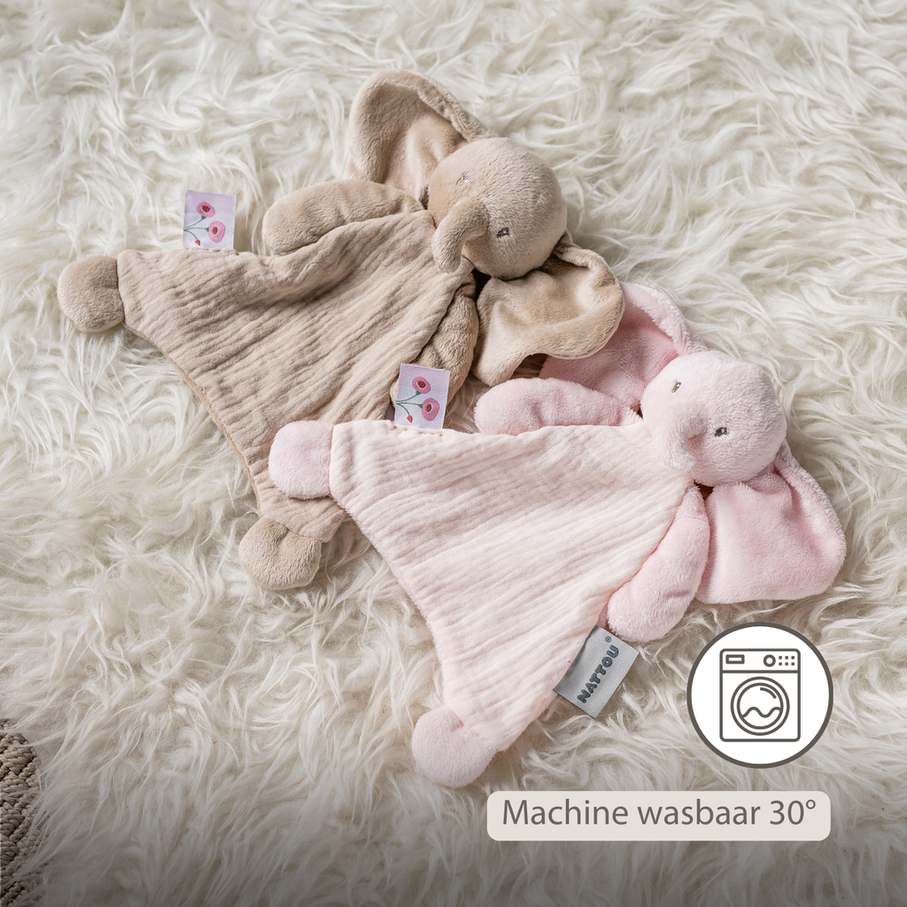 FanFan Baby Comfort Blanket - 25 x 20 cm - Elephant Doudou - Pink [NL]