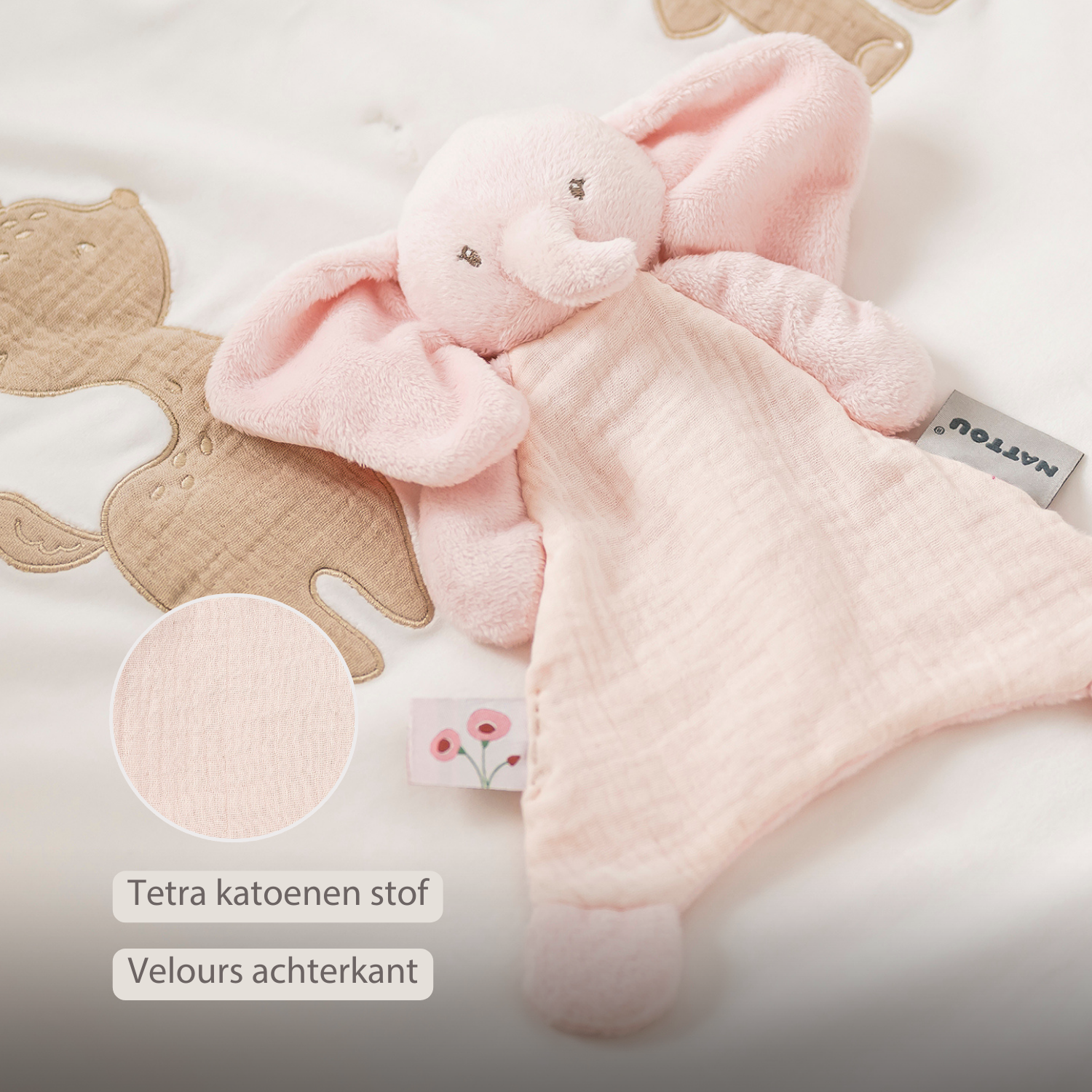 FanFan Baby Comfort Blanket - 25 x 20 cm - Elephant Doudou - Pink [NL]