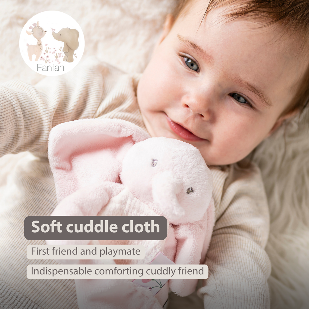 FanFan Baby Comfort Blanket - 25 x 20 cm - Elephant Doudou - Pink [EN]