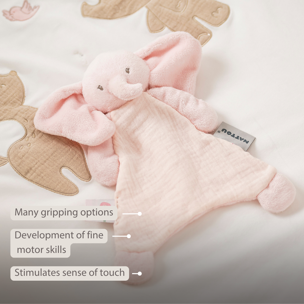 FanFan Baby Comfort Blanket - 25 x 20 cm - Elephant Doudou - Pink [EN]