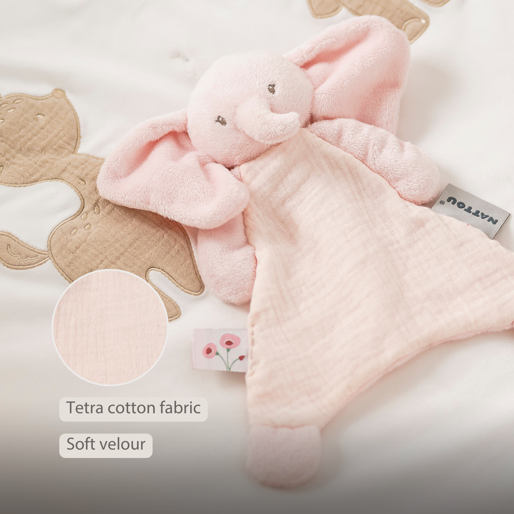 FanFan Baby Comfort Blanket - 25 x 20 cm - Elephant Doudou - Pink [EN]