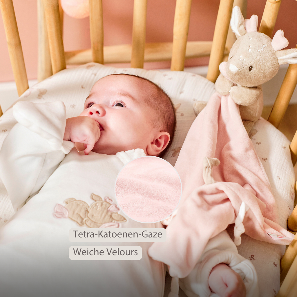 FanFan Baby Cuddle blanket with Cuddle - 27 x 27 cm - Doudou deer - Beige [DE]