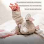 FanFan Baby Cuddle blanket with Cuddle - 27 x 27 cm - Doudou deer - Beige [FR]