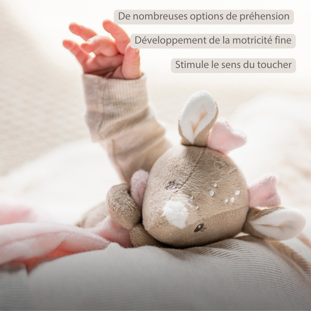 FanFan Baby Cuddle blanket with Cuddle - 27 x 27 cm - Doudou deer - Beige [FR]