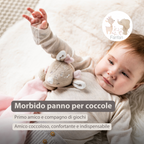 FanFan Baby Cuddle blanket with Cuddle - 27 x 27 cm - Doudou deer - Beige [IT]