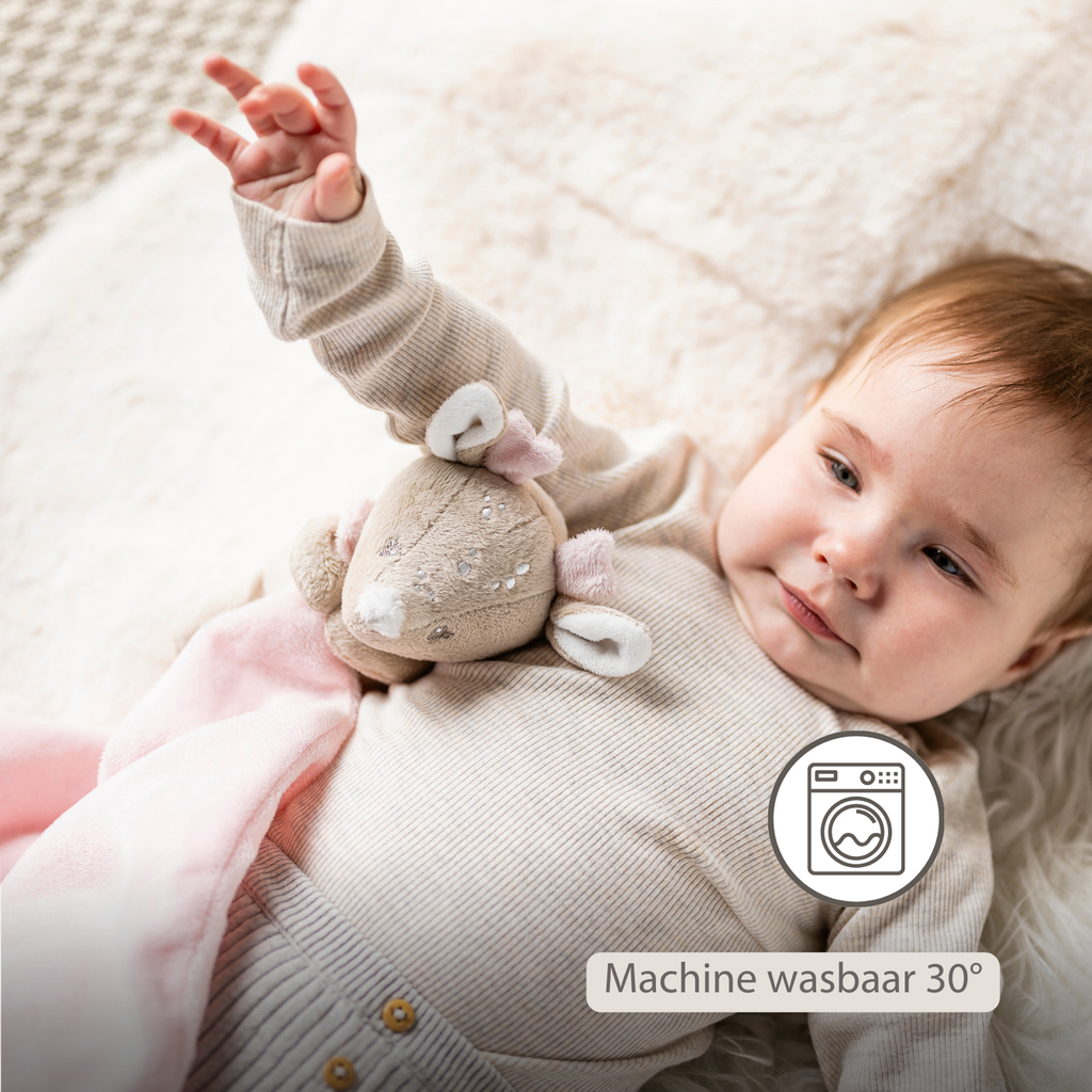 FanFan Baby Cuddle blanket with Cuddle - 27 x 27 cm - Doudou deer - Beige [NL]