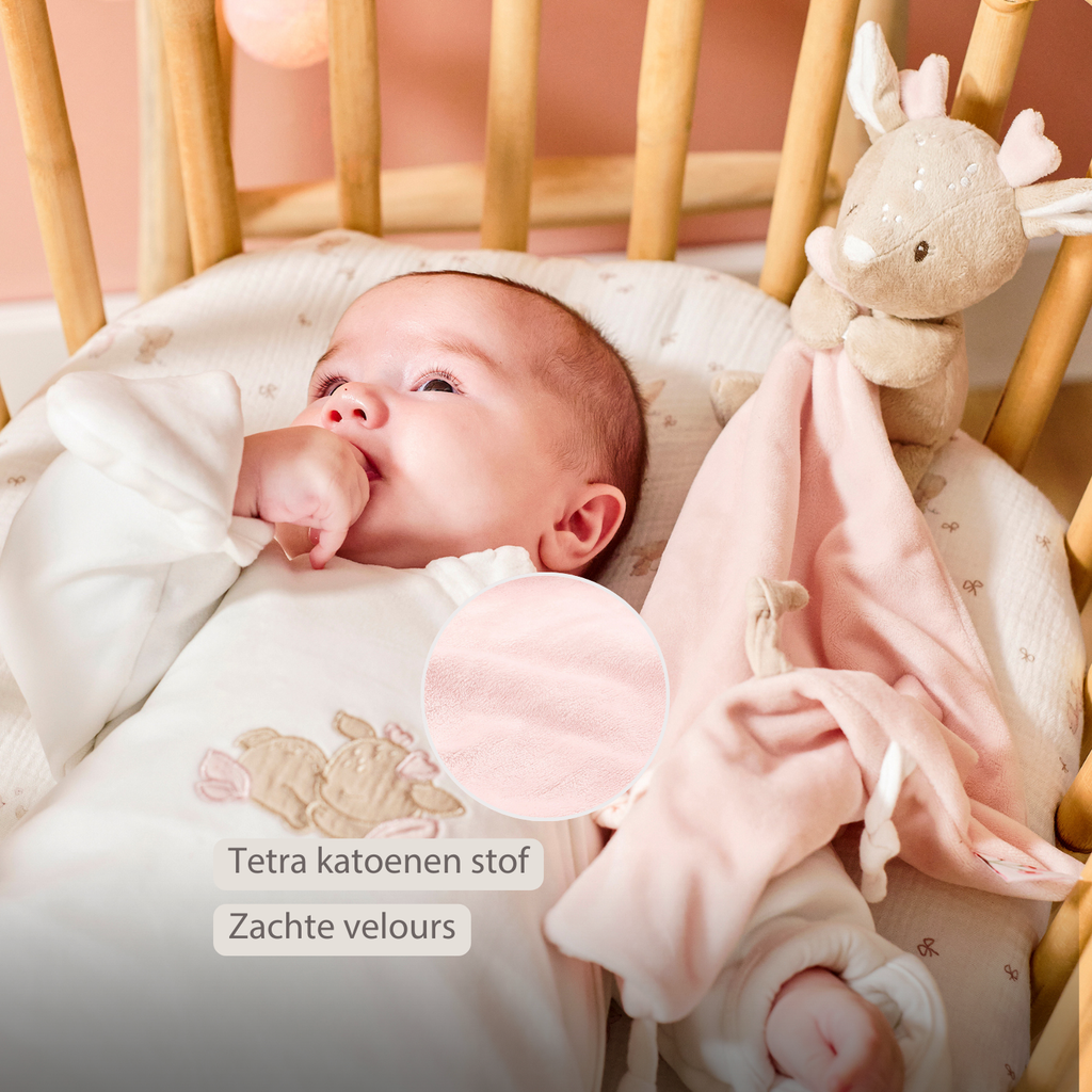 FanFan Baby Cuddle blanket with Cuddle - 27 x 27 cm - Doudou deer - Beige [NL]