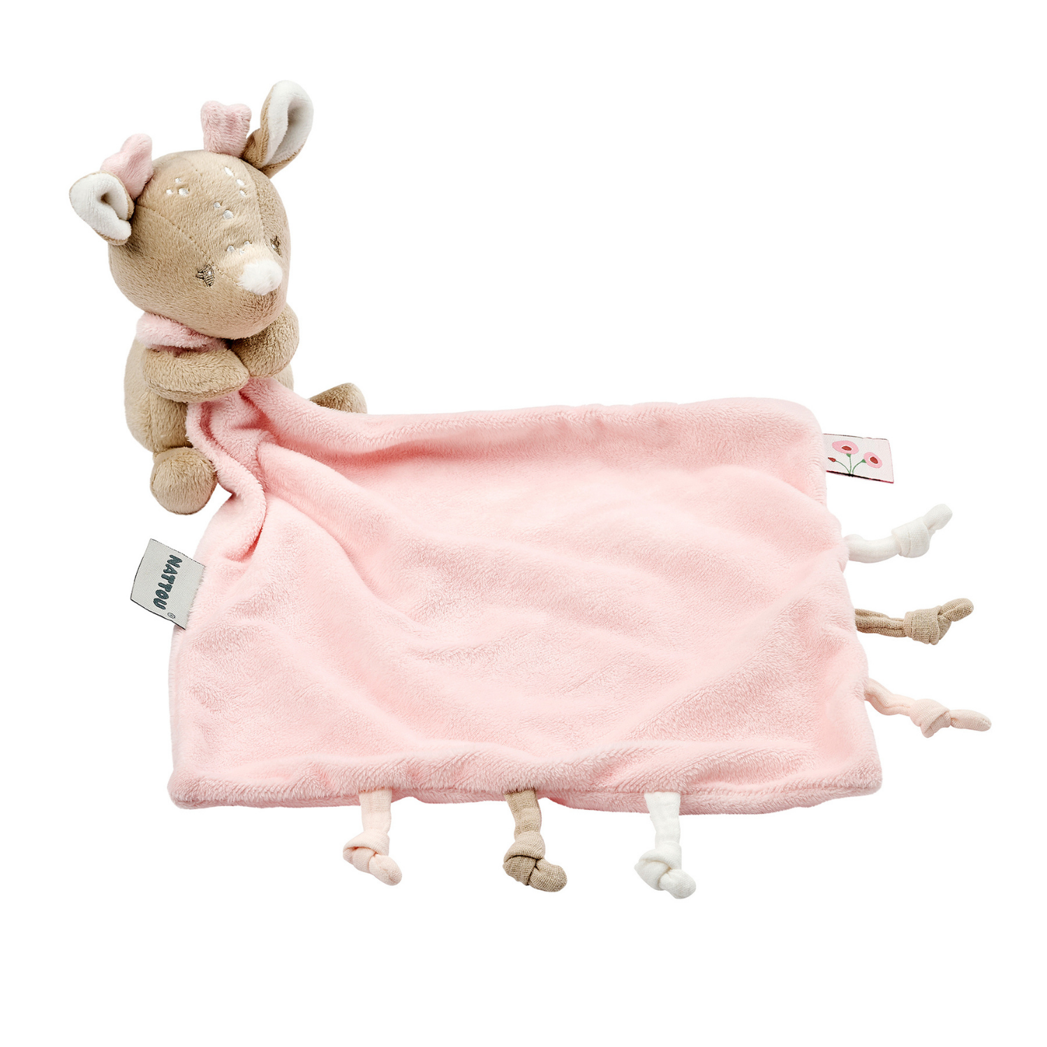 FanFan Baby Cuddle blanket with Cuddle - 27 x 27 cm - Doudou deer - Beige [EN]