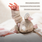 FanFan Baby Cuddle blanket with Cuddle - 27 x 27 cm - Doudou deer - Beige [EN]