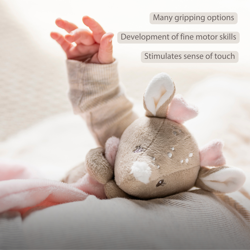 FanFan Baby Cuddle blanket with Cuddle - 27 x 27 cm - Doudou deer - Beige [EN]