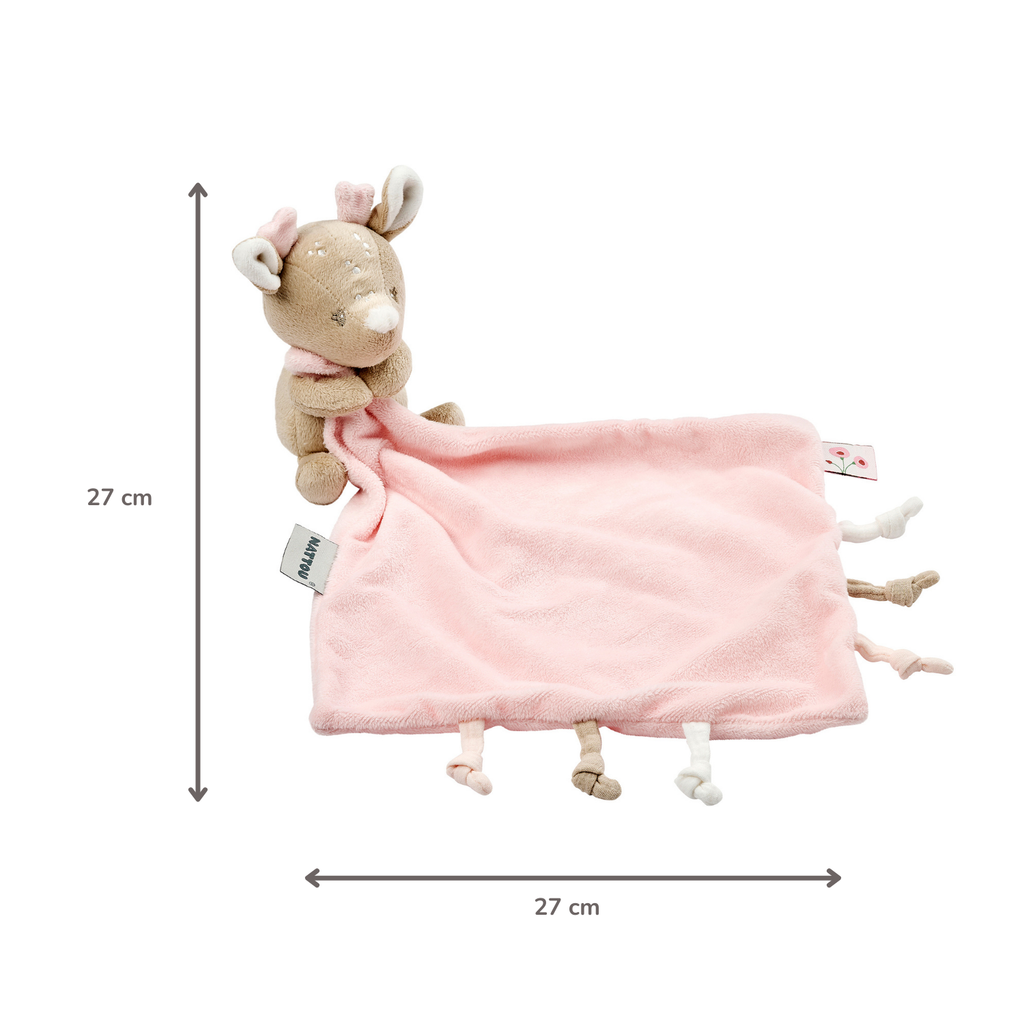 FanFan Baby Cuddle blanket with Cuddle - 27 x 27 cm - Doudou deer - Beige [EN]