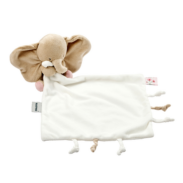 FanFan Baby Schmusetuch mit Kuschel - 27 x 27 cm - Doudou Elefant - Off White