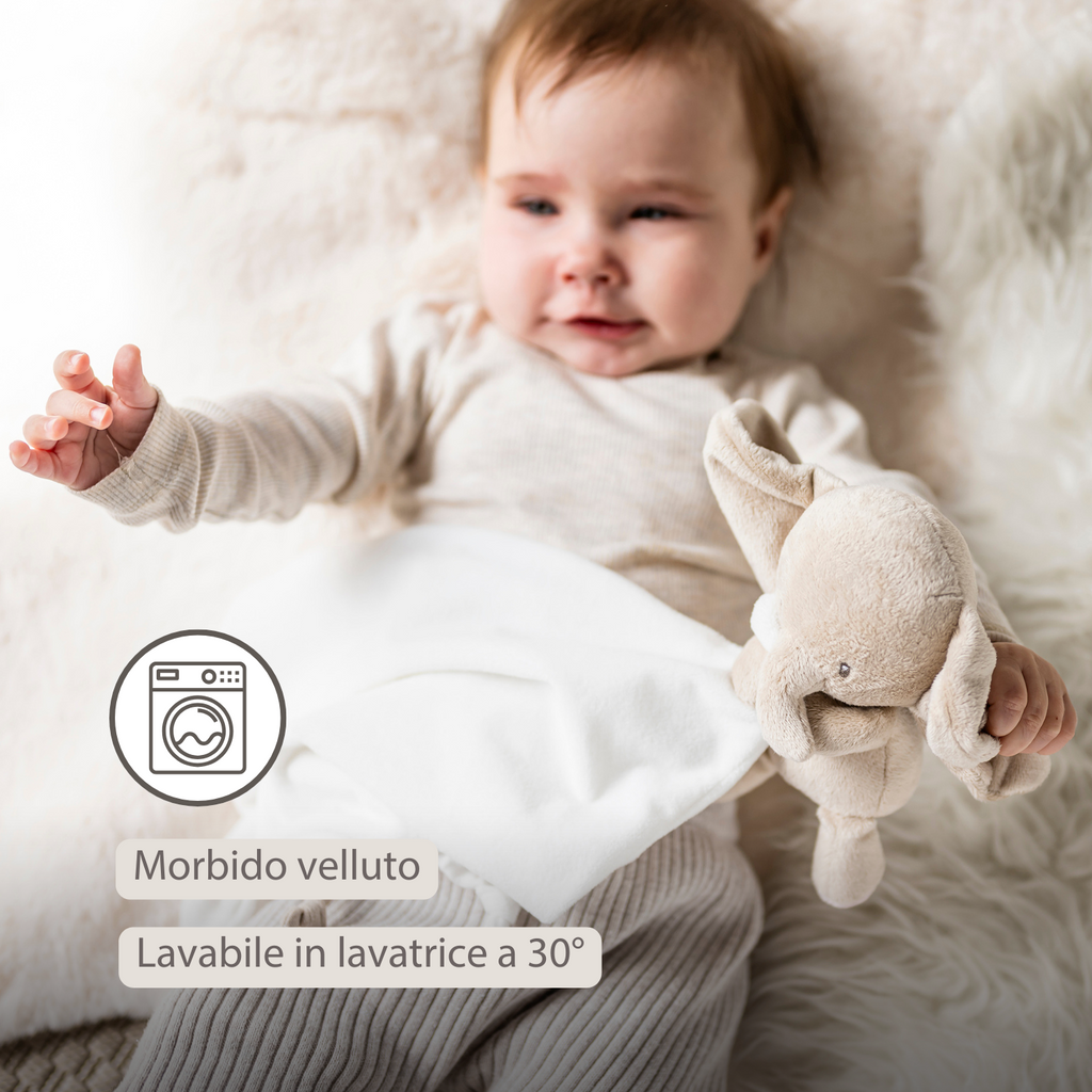 FanFan Baby Stuffed Cloth with Cuddle - 27 x 27 cm - Doudou Elephant - Off White [IT]