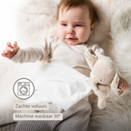 FanFan Baby Stuffed Cloth with Cuddle - 27 x 27 cm - Doudou Elephant - Off White [NL]