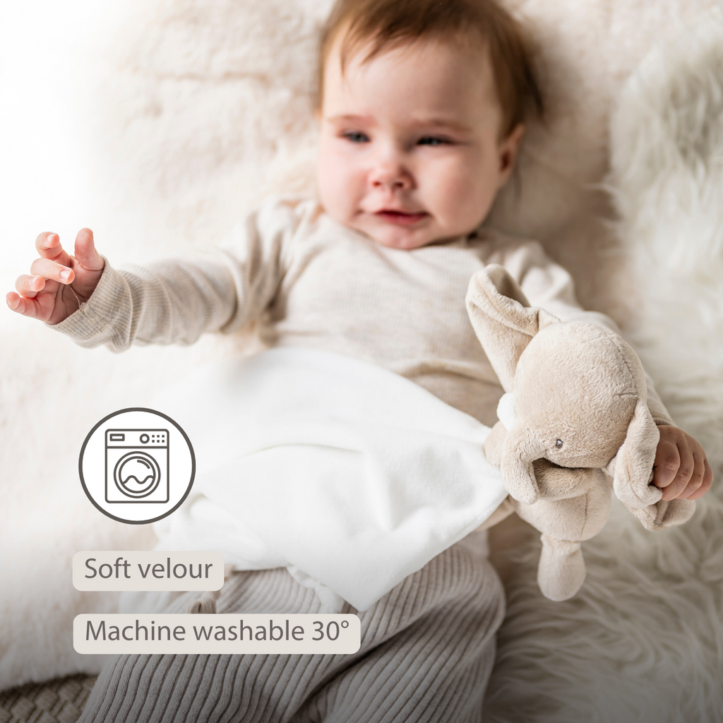 FanFan Baby Stuffed Cloth with Cuddle - 27 x 27 cm - Doudou Elephant - Off White [EN]